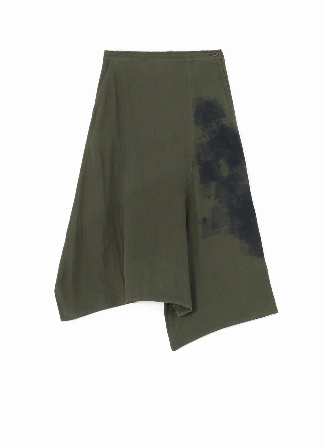 Lightweight insulation COTTON DOUBLE GAUZE BLURED NET PRINT WAIST STRING ASYMMETRY PANTS