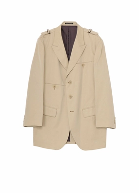 YKK Zipper Quality QuickAccessPockets COTTON GABARDINE JACKET WITH SHOULDER BUCKLE PEAKED