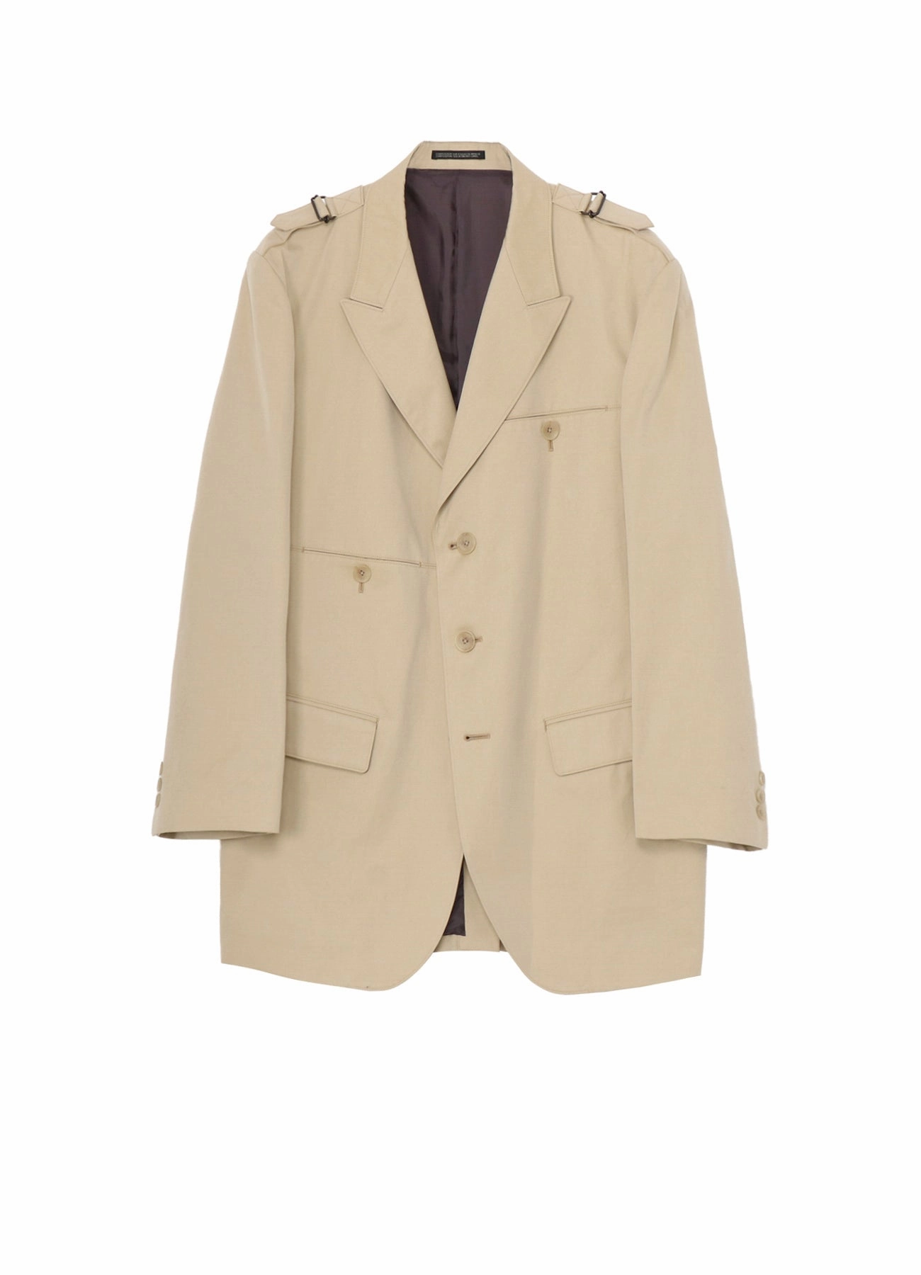 YKK Zipper Quality QuickAccessPockets COTTON GABARDINE JACKET WITH SHOULDER BUCKLE PEAKED