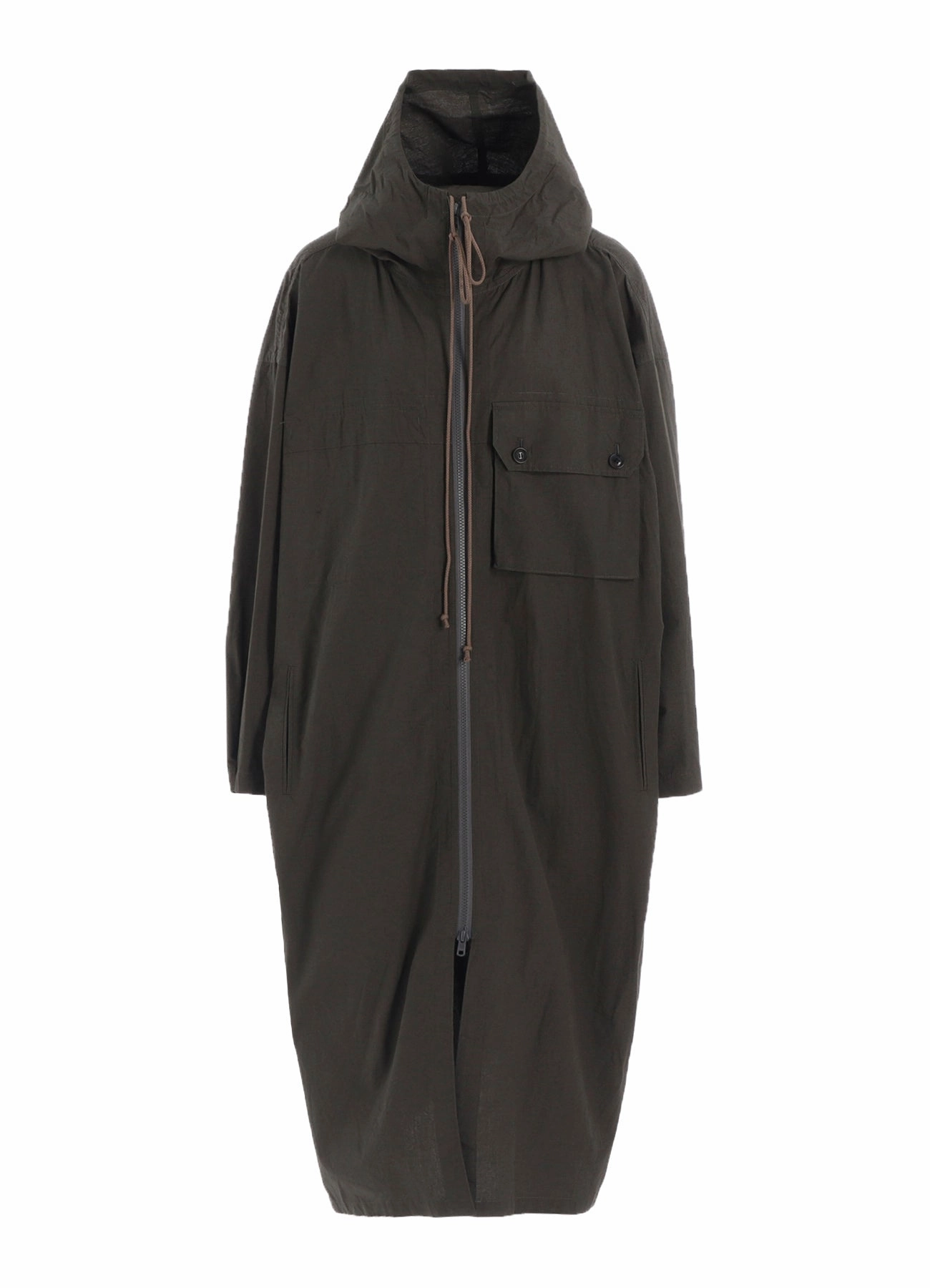 COTTON/LINEN BROADCLOTH HOODIE COAT D Comfortable fit-and-flare dress