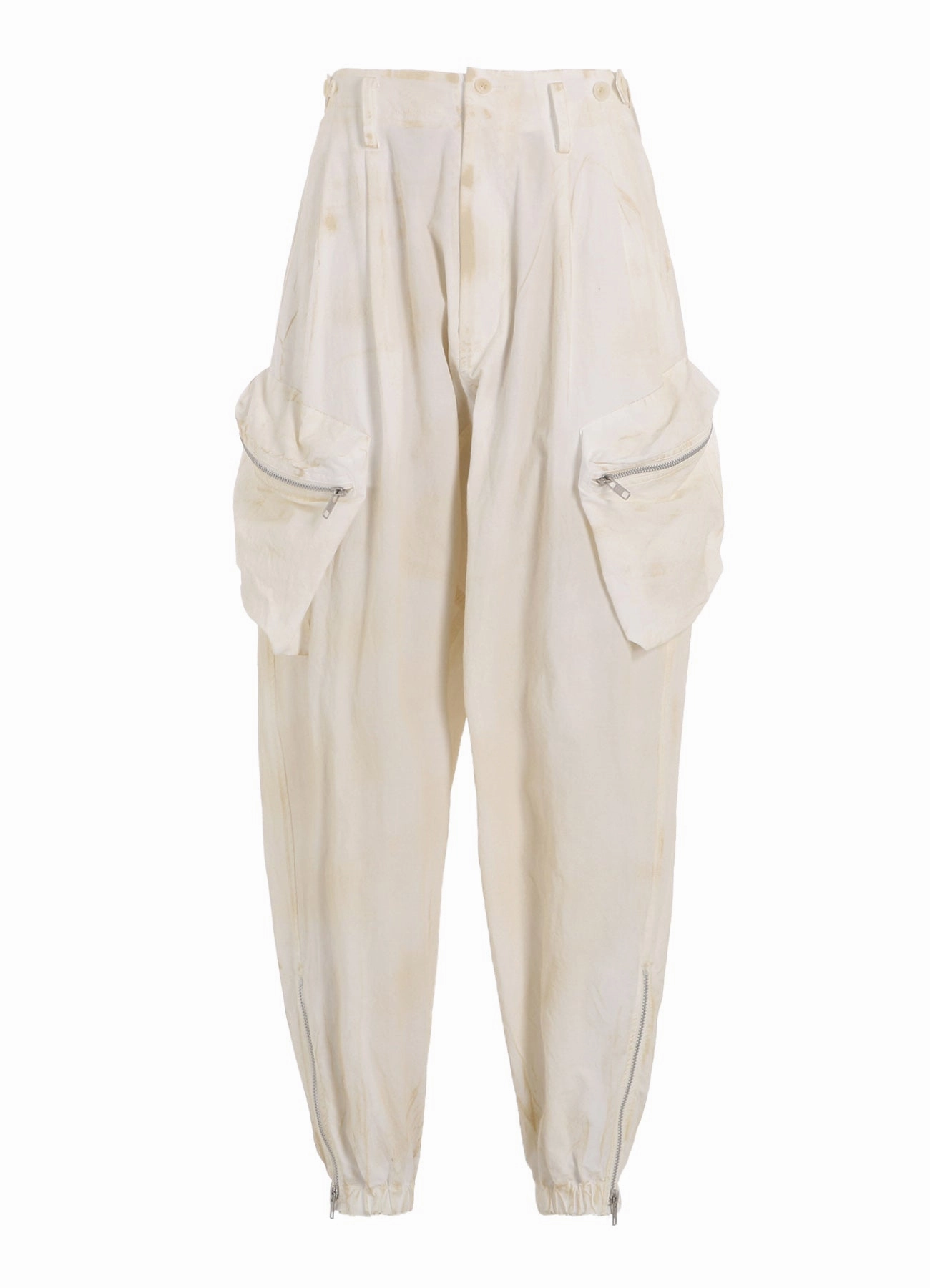 COTTON LINEN DUMP ROOLER PRINTING ZIP POCKET PANTS Layer Fit