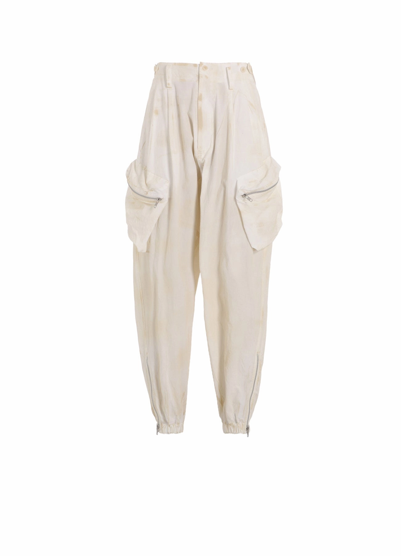 COTTON LINEN DUMP ROOLER PRINTING ZIP POCKET PANTS Non Slip Waistband Chilly Layering