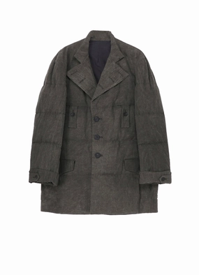 Subtle COTTON LINEN INKED HORIZONTAL PADDED LONG JACKET