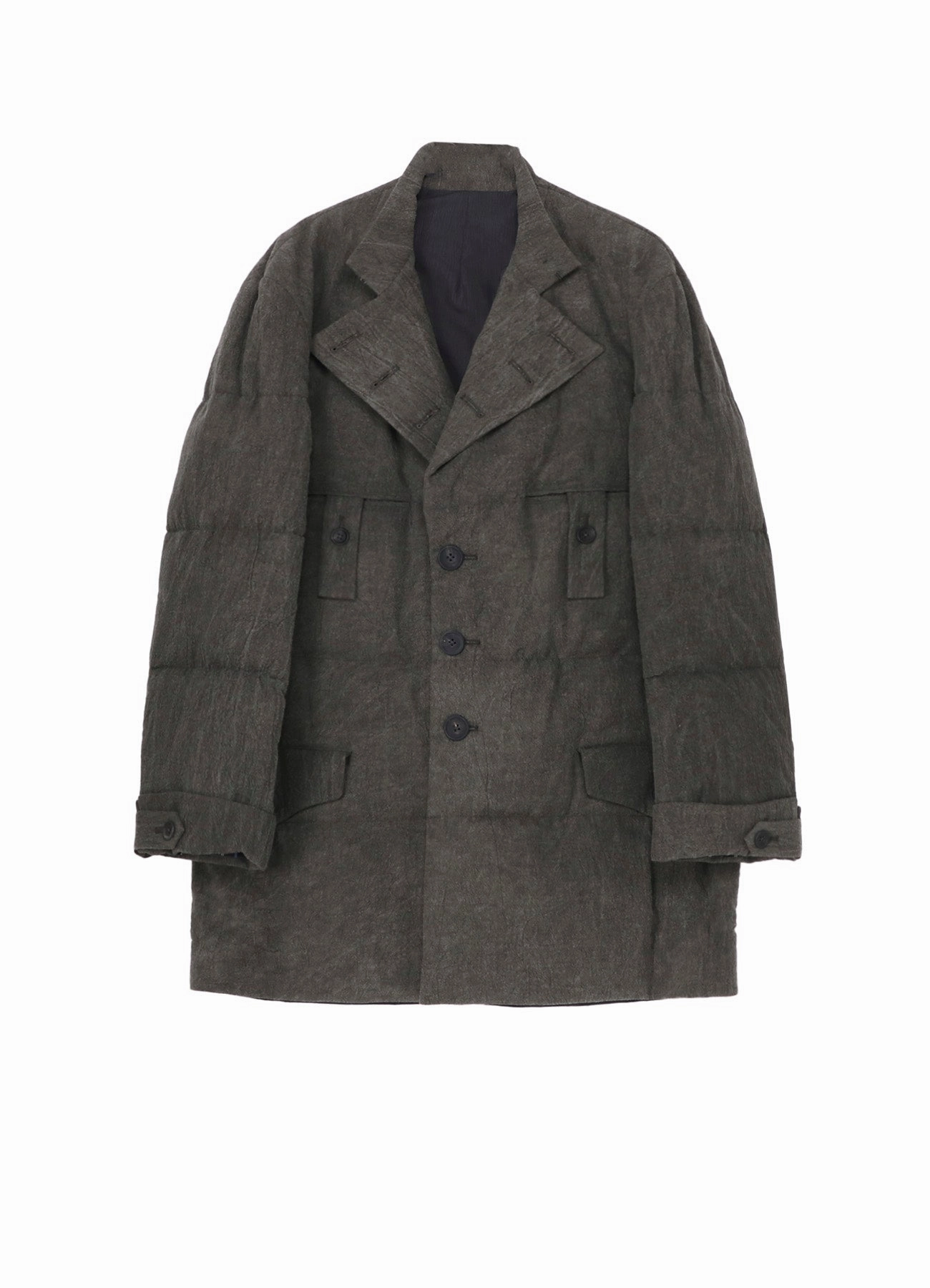 Subtle COTTON LINEN INKED HORIZONTAL PADDED LONG JACKET