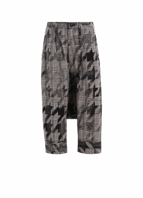 Utility Ready Urban Cool COTTON/LINEN PLAID??BIG HOUNDSTOOTH CUFFED HEM SARROUEL PANTS