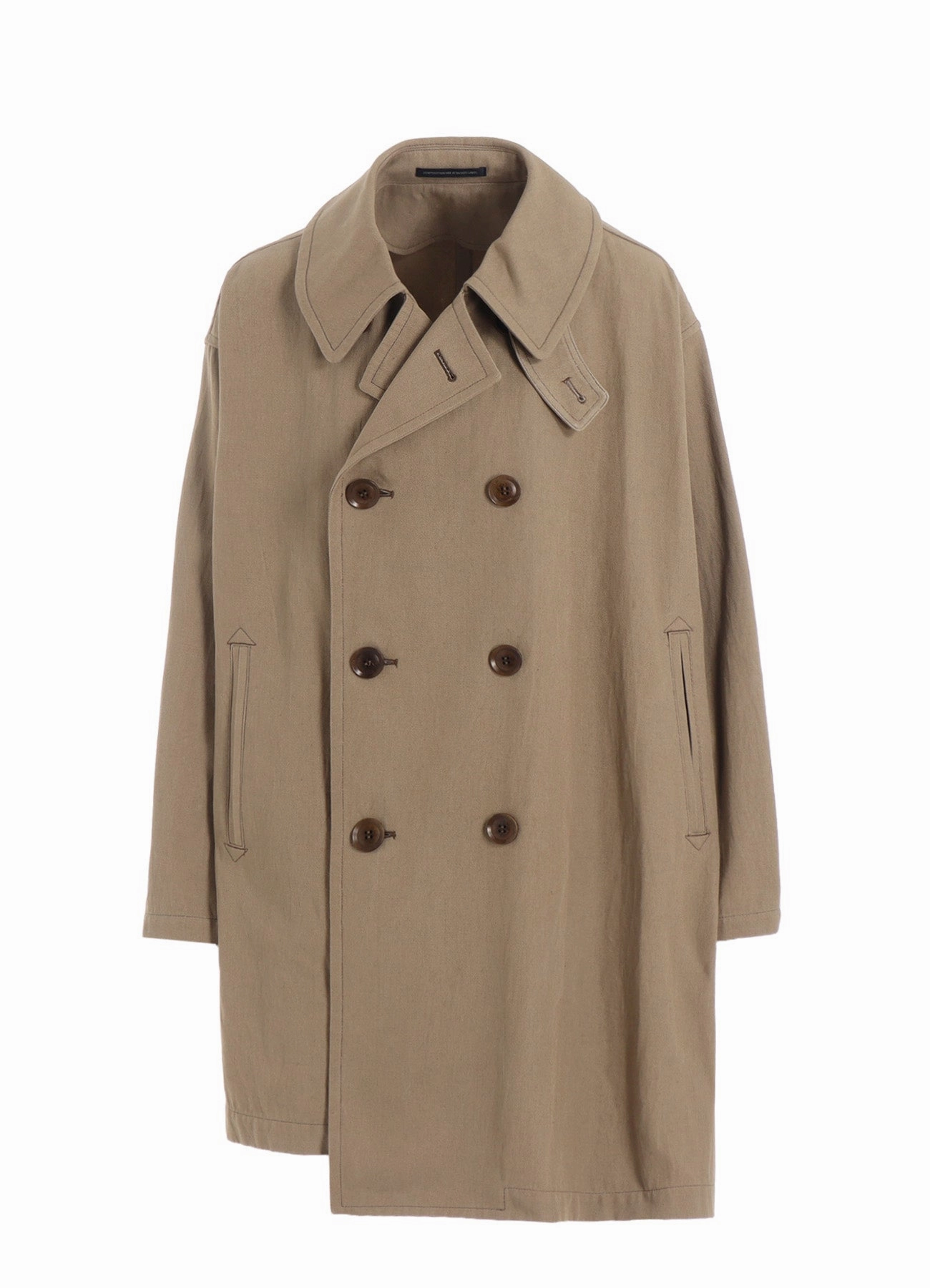 COTTON LINEN TWILL HALF PEA COAT Thermal regulation