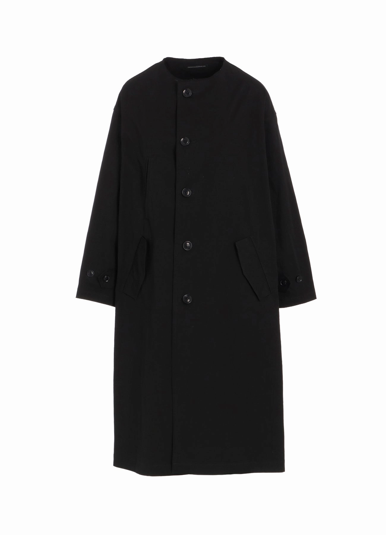 Tailored Silhouette COTTON NYLON GABARDINE COLLARLESS COAT