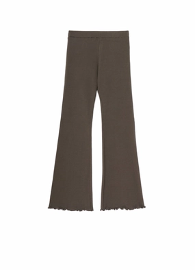 COTTON RAYON RIB FLARE PANTS Roll-up style