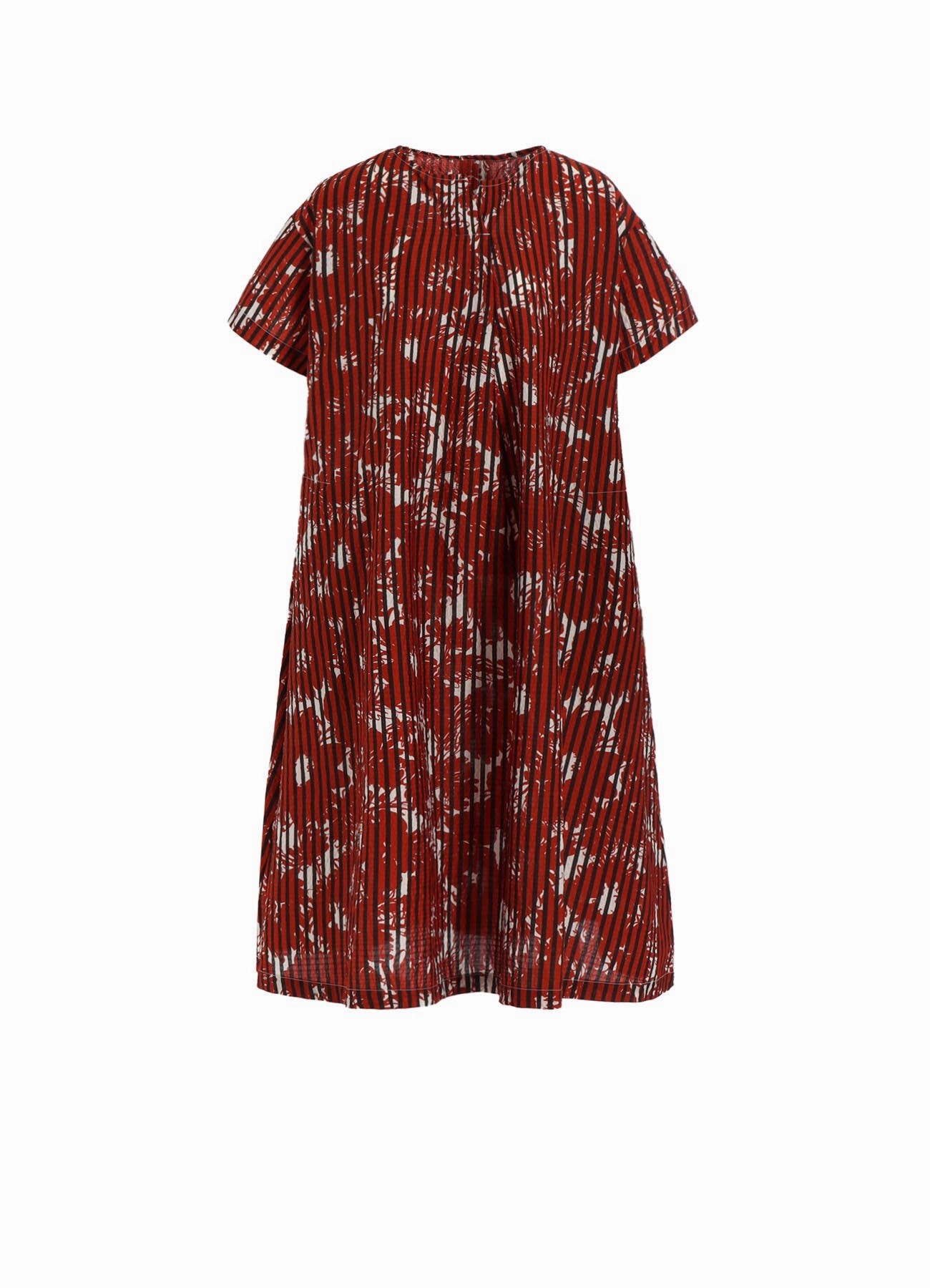 COTTON RIPPLE PRINT ONE PIECE High-waist