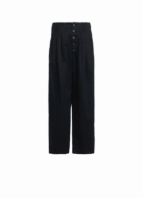 Shape Retention High Mobility COTTON TWILL 3-TUCK WIDE TROUSERS WITH SIDE STRIPES