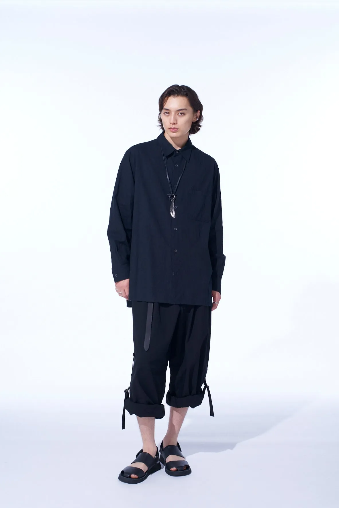 Youthful Style Party Ready COTTON/LINEN POPLIN LOOSE-FIT REGULAR COLLAR SHIRT