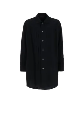 Lounge Wear Reinforced Buttonholes COTTON/LINEN POPLIN PLEATED OVERSIZE SHIRT