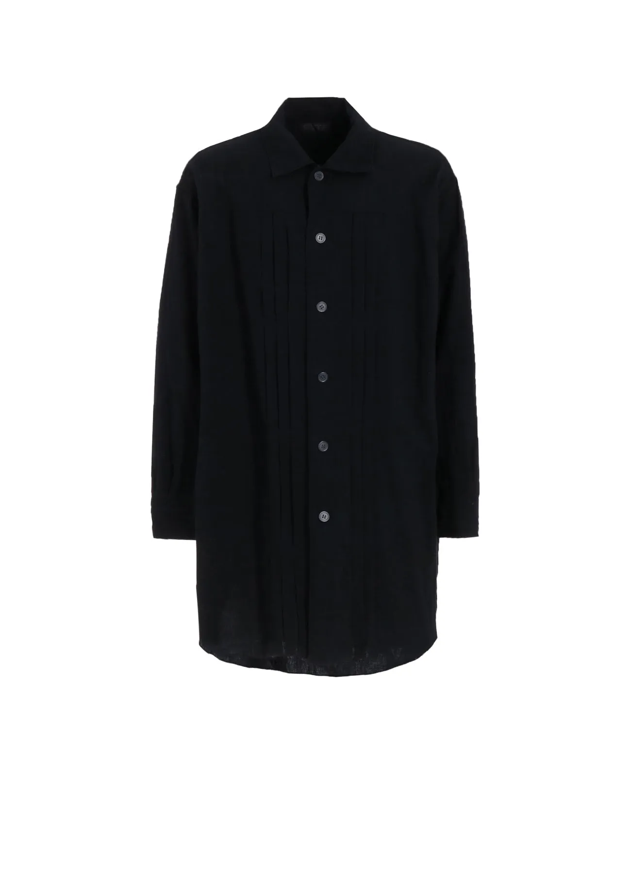 Lounge Wear Reinforced Buttonholes COTTON/LINEN POPLIN PLEATED OVERSIZE SHIRT