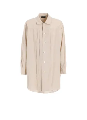 COTTON/LINEN POPLIN PLEATED OVERSIZE SHIRT Trendy Fashion Quick Release Placket