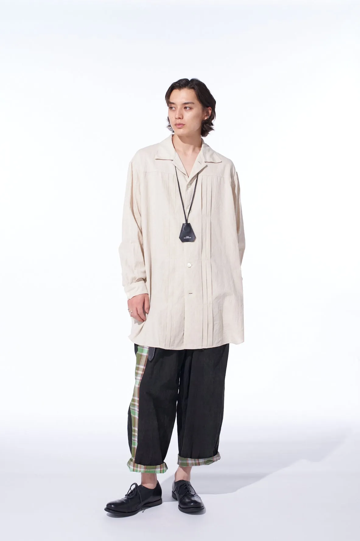 Active Wear COTTON/LINEN POPLIN PLEATED OVERSIZE SHIRT