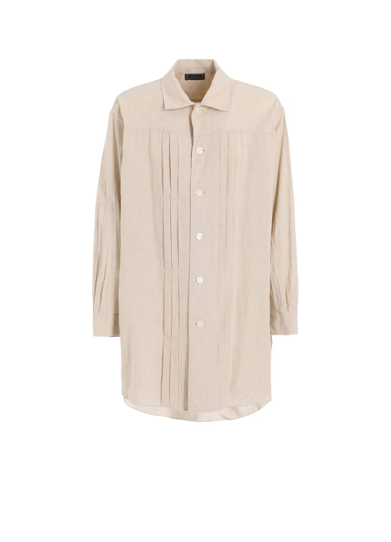 COTTON/LINEN POPLIN PLEATED OVERSIZE SHIRT Trendy Fashion Quick Release Placket