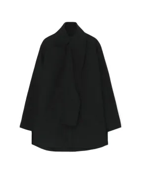 Weekend Vibes Weekend Adventure COTTON/LINEN WASHER TYPEWRITER  ASYMMETRICAL STOLE COLLAR SHIRT