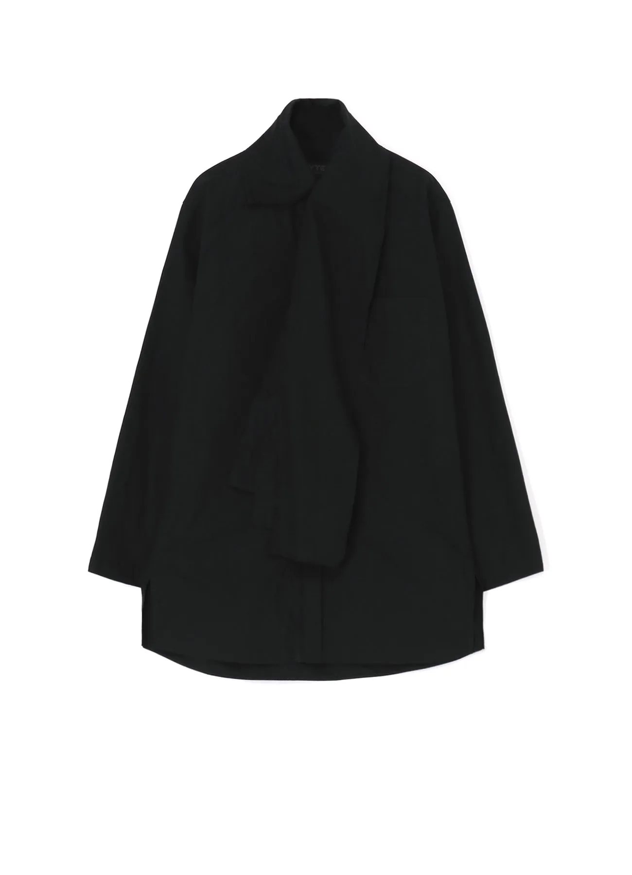 Weekend Vibes Weekend Adventure COTTON/LINEN WASHER TYPEWRITER  ASYMMETRICAL STOLE COLLAR SHIRT