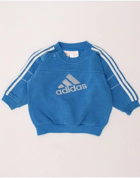 ADIDAS Baby Boys Graphic Sweatshirt Jumper 6-9 Months Blue Cotton Recycled Polyester Blend