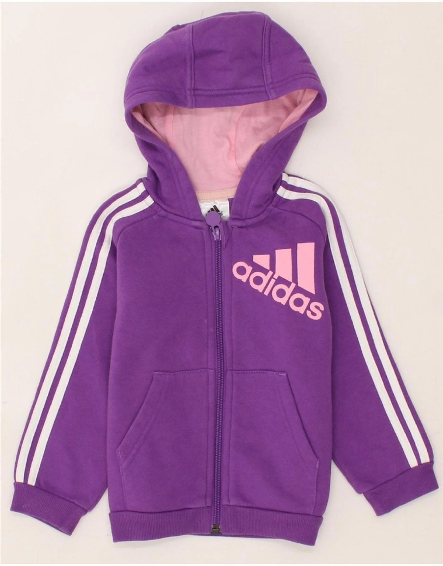 Biodegradable Fabric QuickDry Technology ADIDAS Baby Girls Graphic Zip Hoodie Sweater 12-18 Months Purple Cotton