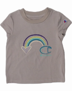 CHAMPION Baby Girls Graphic T-Shirt Top 12-18 Months Grey Polyester Durable Fabric Lightweight Feel