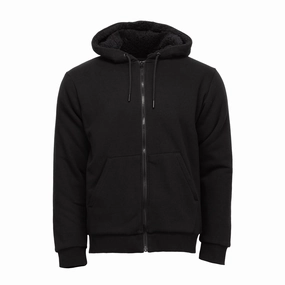 Sherpa Lined FZ Hoody - Mens Leather like Fray Resistant Finish
