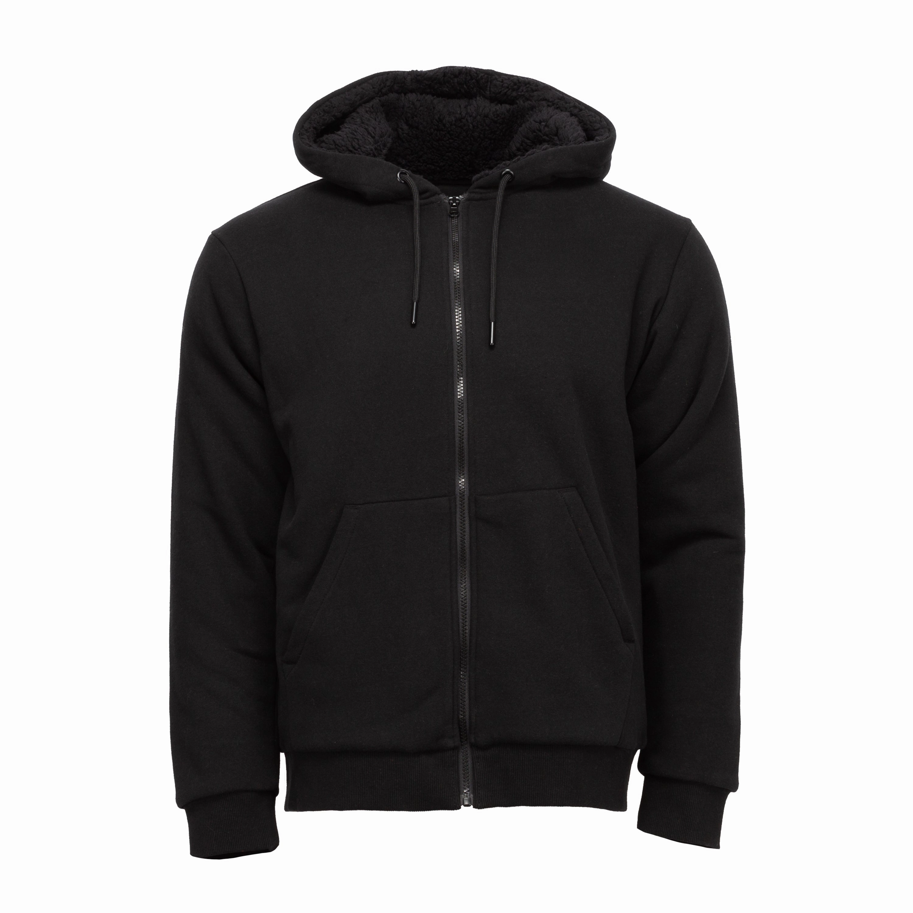 Sherpa Lined FZ Hoody - Mens Leather like Fray Resistant Finish