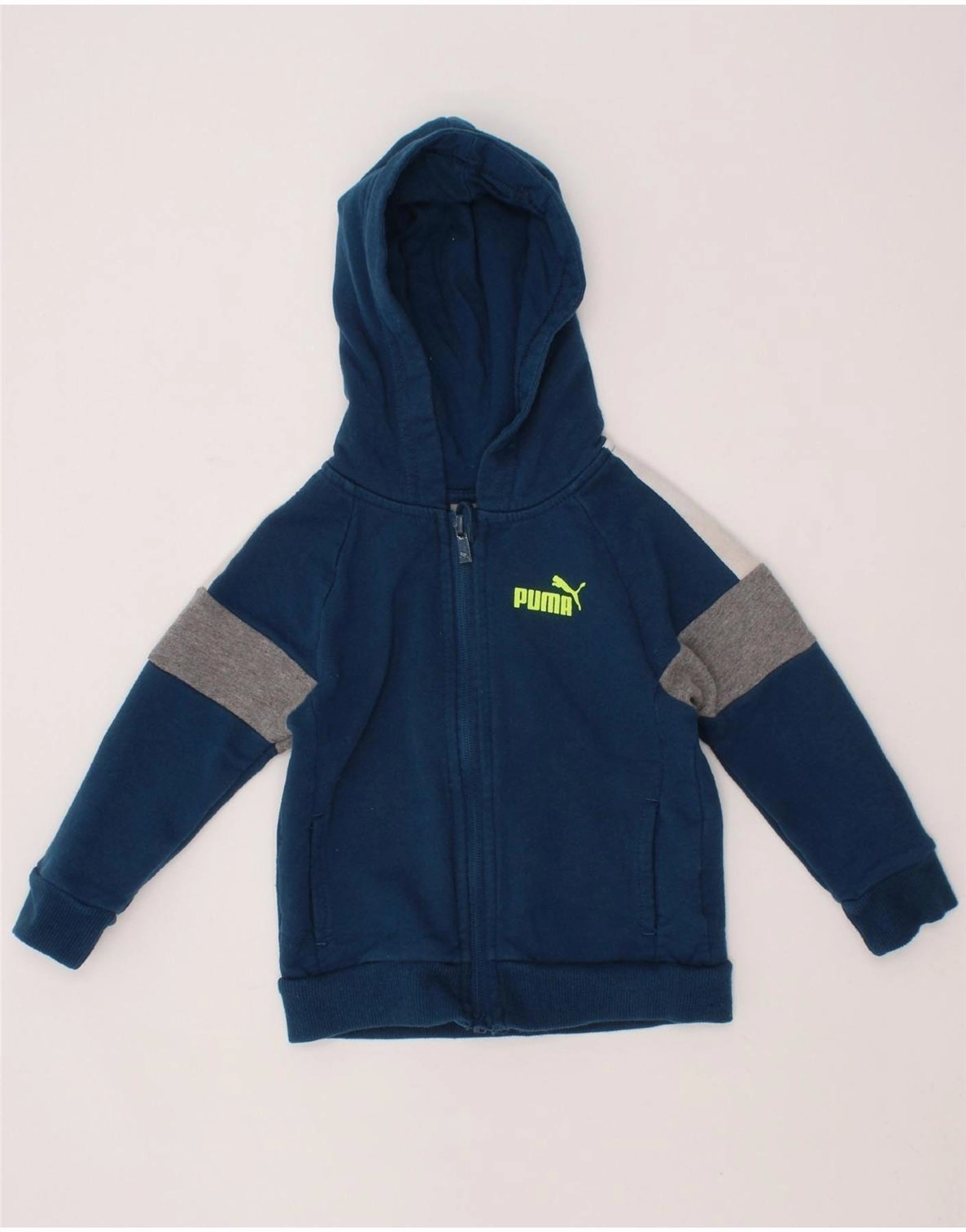 PUMA Baby Boys Zip Hoodie Sweater 18-24 Months Navy Blue Colourblock Modern Silhouette Reflective Yarn Accent