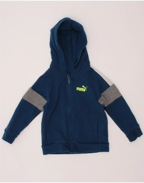 PUMA Baby Boys Zip Hoodie Sweater 18-24 Months Navy Blue Colourblock Modern Silhouette Reflective Yarn Accent