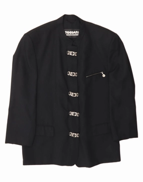 VINTAGE Womens Blazer Jacket EU 50 3XL Black Polyester Elegant Wardrobe Refined Layers