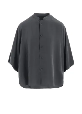 CREPE de CHINE STAND CAPE BLOUSE V-neck style Double Stitched Hems
