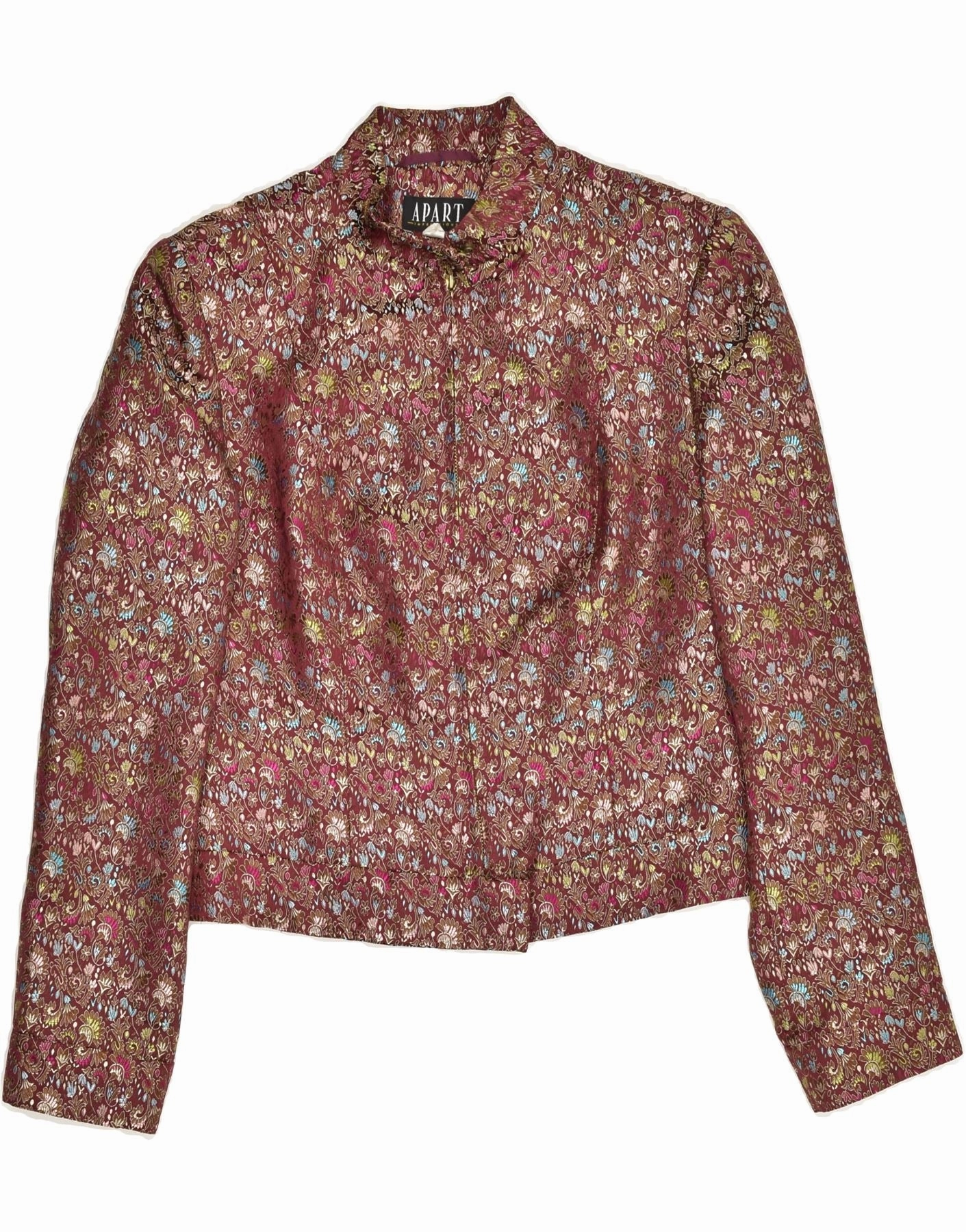APART Womens Blazer Jacket UK 10 Small Maroon Paisley Polyester Chic Fit Wear Smart Layering