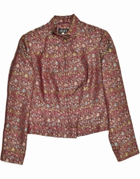 APART Womens Blazer Jacket UK 10 Small Maroon Paisley Polyester Chic Fit Wear Smart Layering