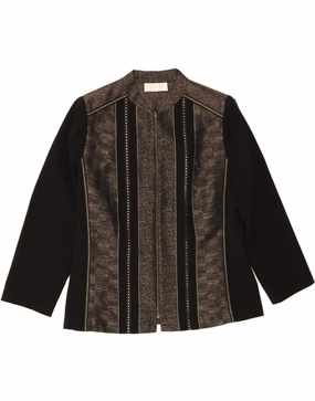 Sleek business attire Comfortable Look VINTAGE Womens Blazer Jacket UK 14 Large Black Colourblock Wool