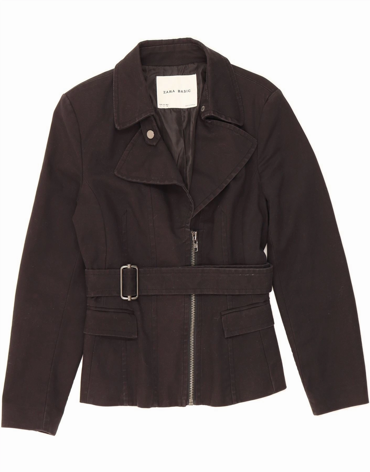 timeless office wear Luxury Layering ZARA Womens Blazer Jacket UK 14 Large Black Cotton