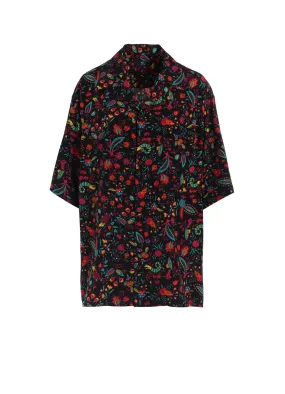 FLOWER PRINT OPEN COLLAR SHIRT Versatile Layering Piece Seasonal Wardrobe