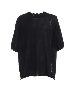 COMPACT TWIST 10G DAMAGED KNITTED PULLOVER High Elasticity Fiber Slub Texture