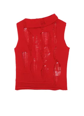 3D Knitting Technology CRUSH PLAIN STITCH CRUSHED SLEEVELESS KNIT