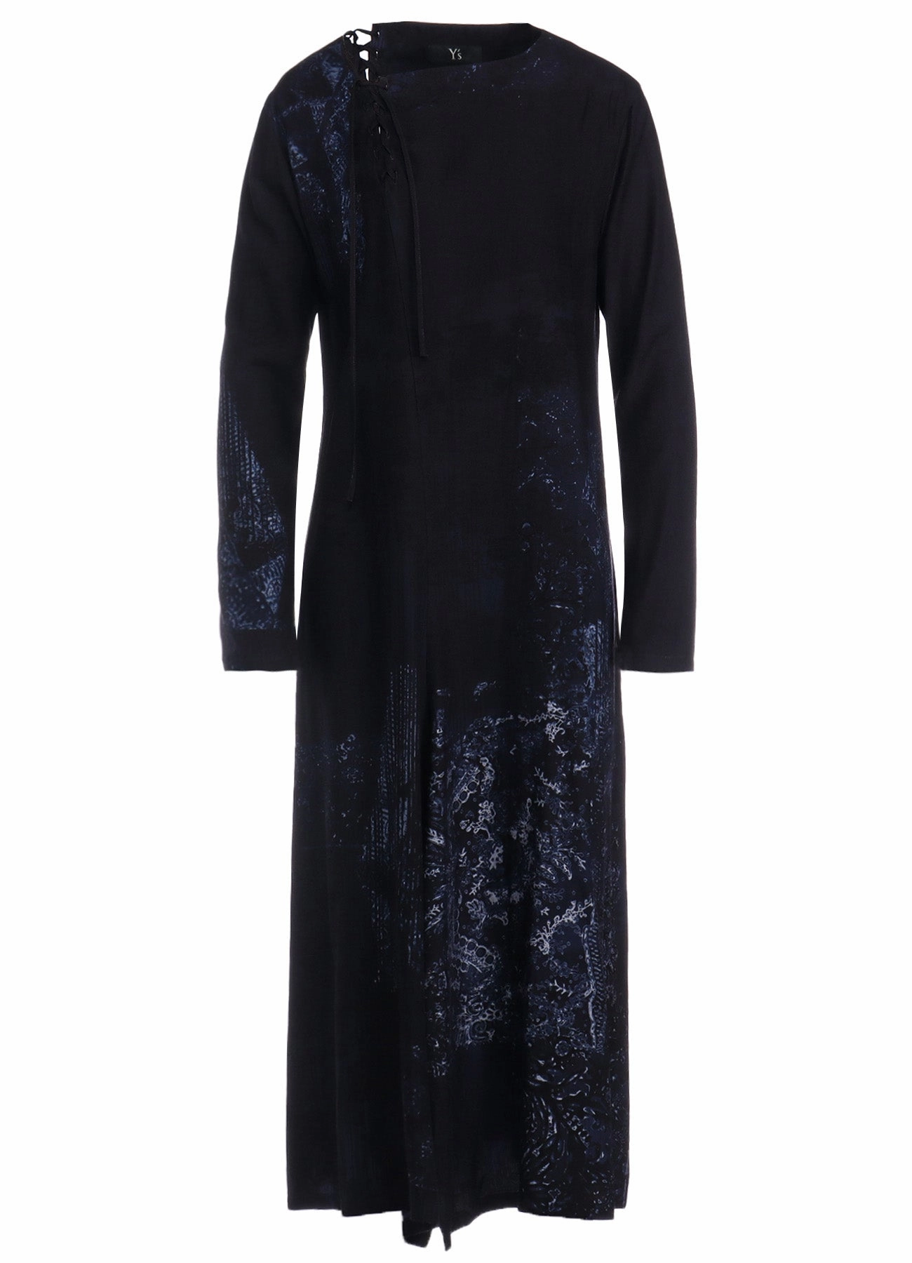 Drape Wave Bright bold dress CU/ TWILL LACE DESIGN PT LACE UP DRESS