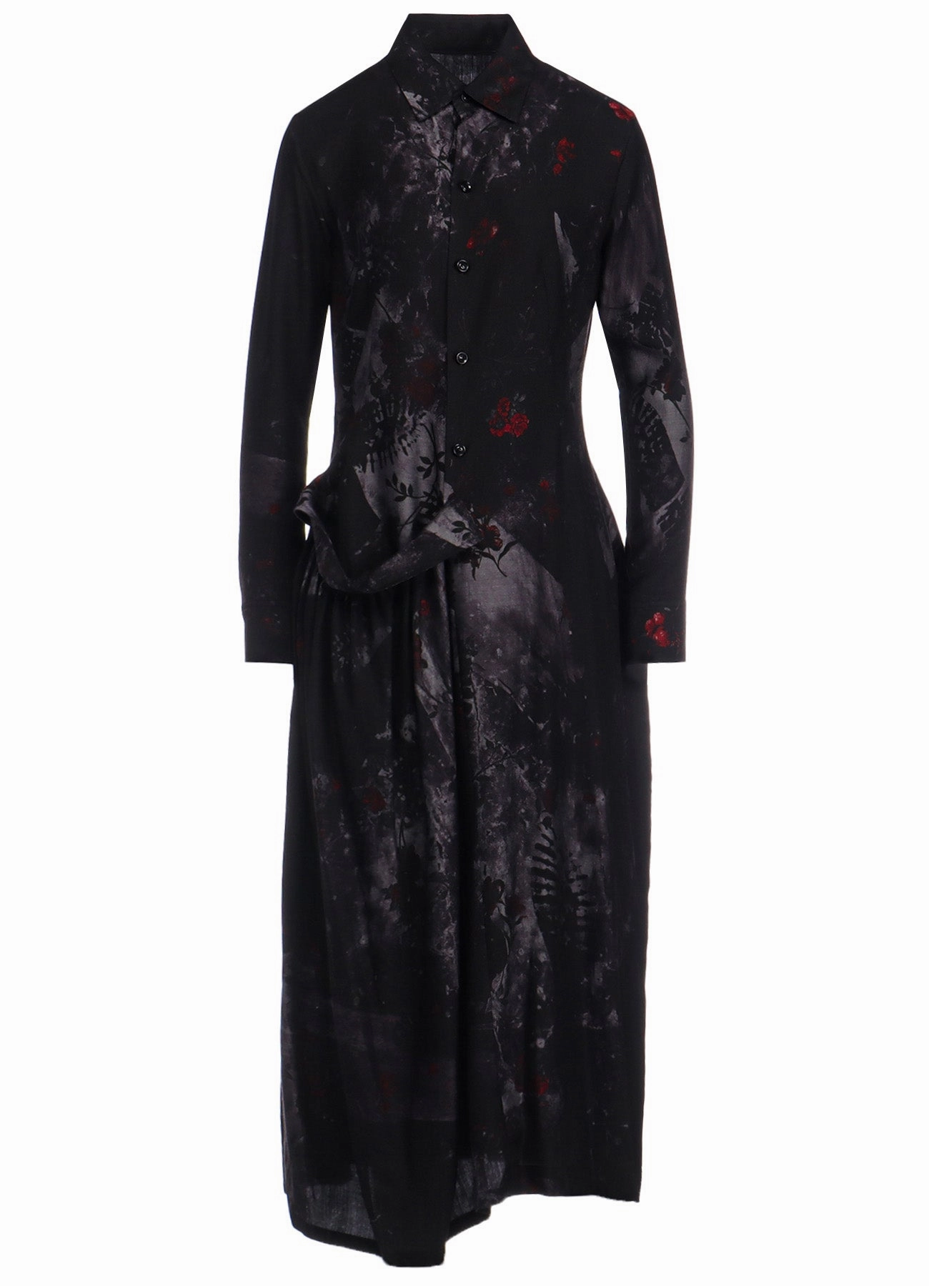 Minimal Detail CU/ TWILL STEPPED ON FLOWER PT RIGHT GATHERED DRESS