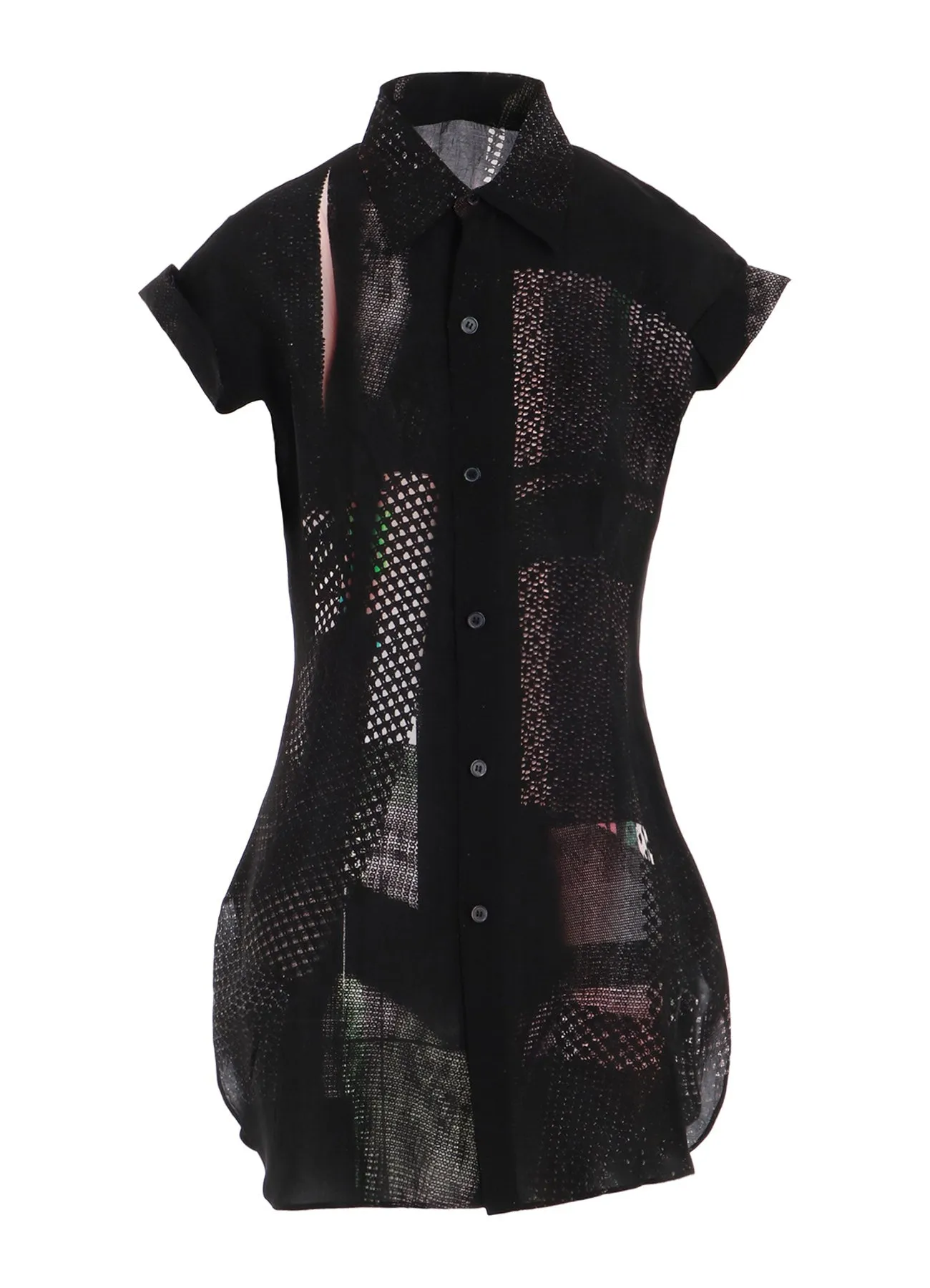 Pullover Design CU/LAWN DARK NEON PRINT TURN-UP SHIRT