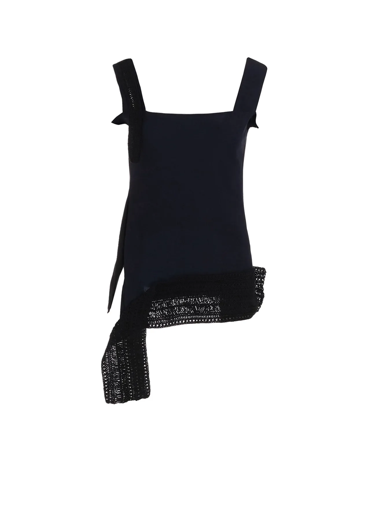 Matte Look Wrinkle Resistant Finish CUPRO DUNGAREE TWILL CROCHET COMBINATION BLOUSE