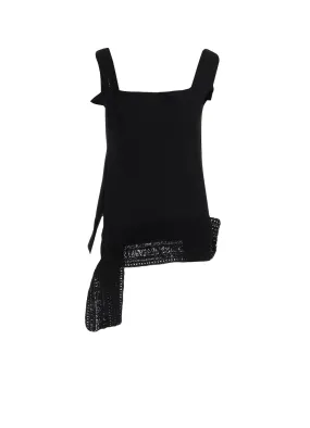 CUPRO DUNGAREE TWILL CROCHET COMBINATION BLOUSE Holiday Special Professional Look