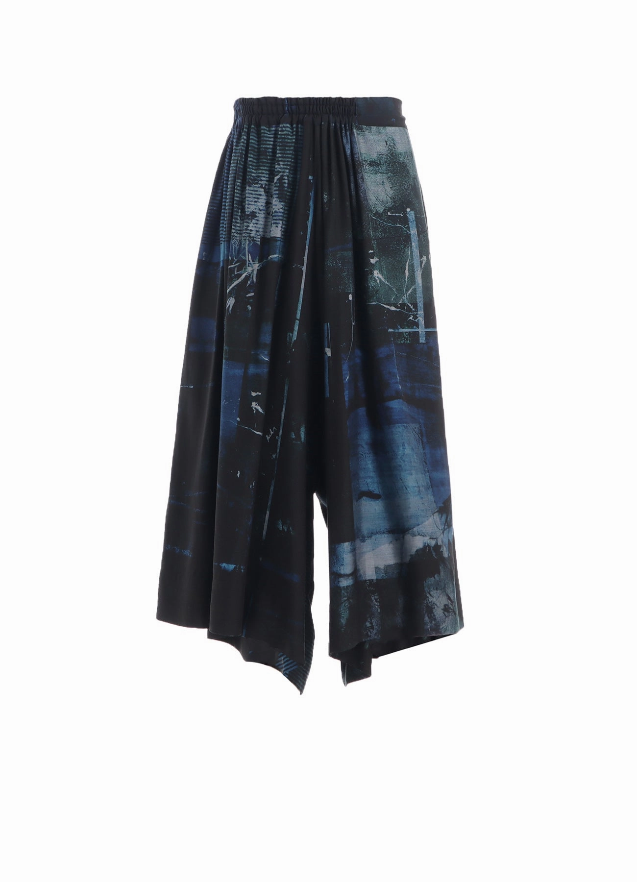 Light Design CUPRO BLURRY FLOWER PRINT RIGHT-SIDE GATEHRED PANTS