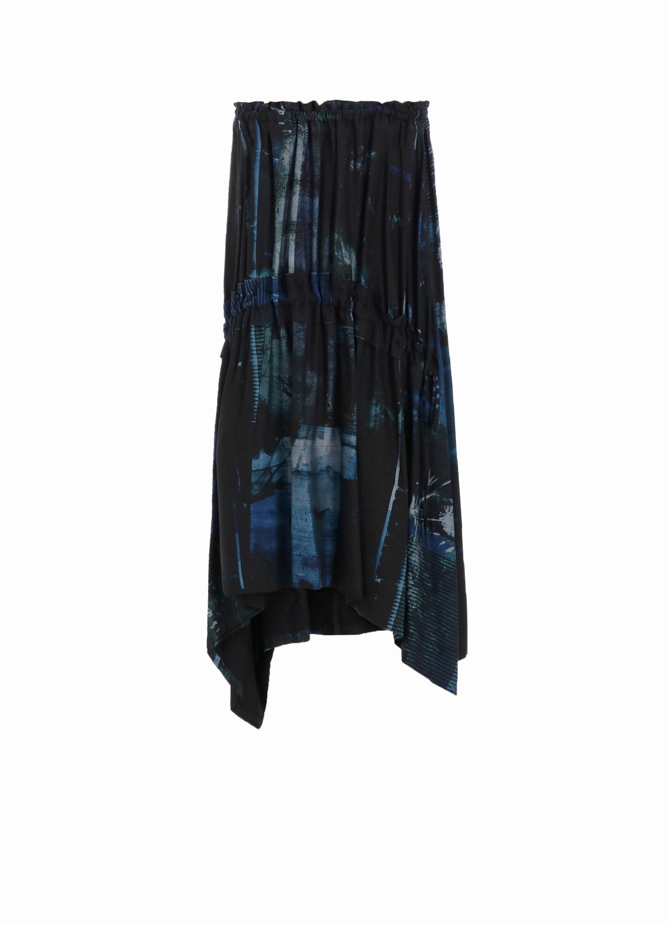 Fit Base CUPRO BLURRY FLOWER PRINT SHIRRING SKIRT