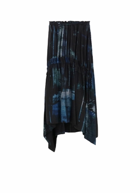 Fit Base CUPRO BLURRY FLOWER PRINT SHIRRING SKIRT