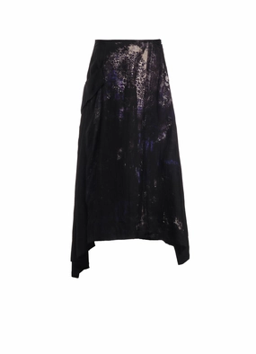 CUPRO FLOWER PATTERN CUT OFF POCKET SKIRT Body Harmony Mid Fit