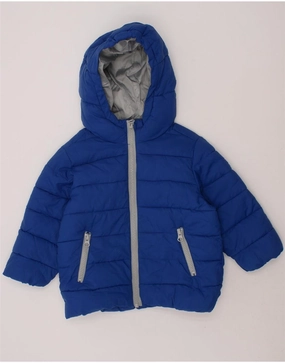 BENETTON Baby Boys Hooded Padded Jacket 12-18 Months Blue Polyester Outdoor Protection