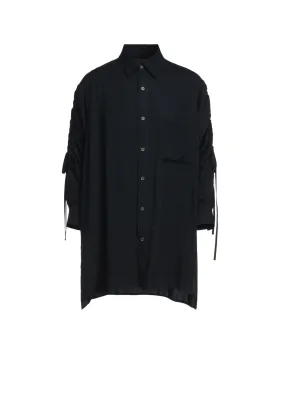 RAYON WASHER TWILL OVERSIZED SHIRT WITH GATHERED STRINGS bohemian flair Button front