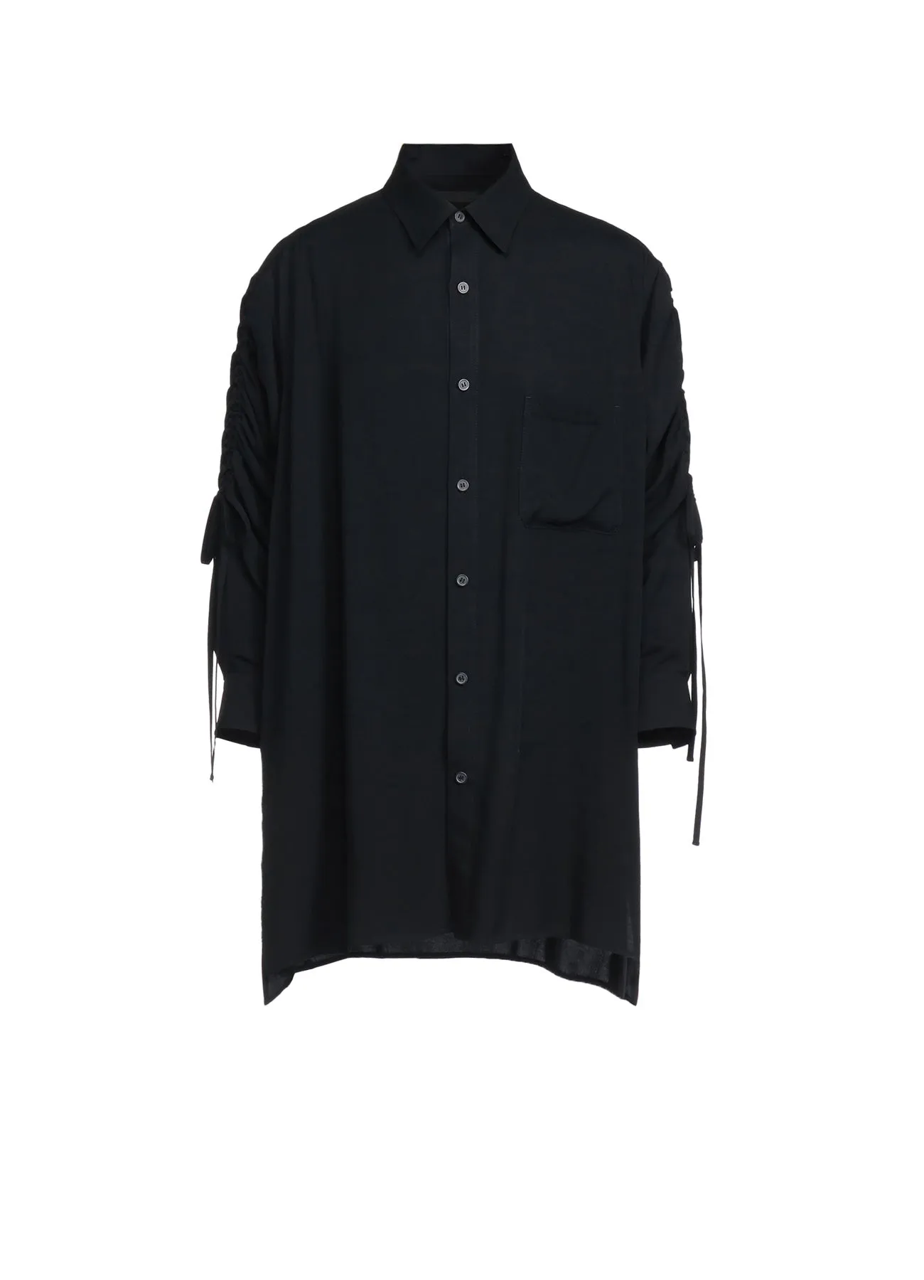 RAYON WASHER TWILL OVERSIZED SHIRT WITH GATHERED STRINGS bohemian flair Button front